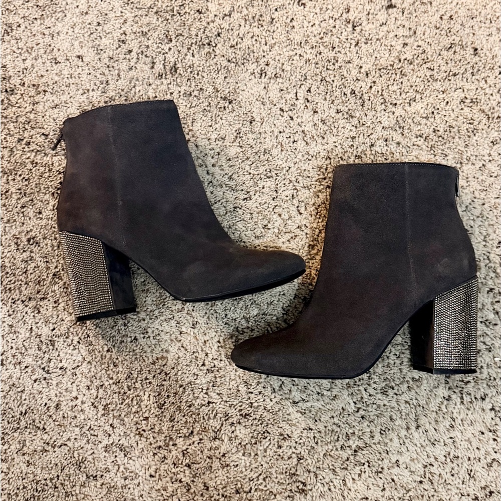 Kenneth Cole Reaction Suede and Rhinestone Booties